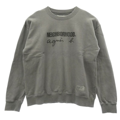 NEIGHBORHOOD ネイバーフッド 25AW agnes b. アニエスベー EDK2SFK2 SWEAT SHIRT LS クルーネック ロゴプリント スウェットシャツ トレーナー グレー系 M【中古】