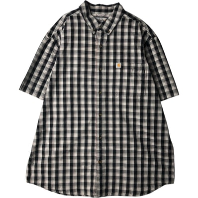 古着 カーハート Carhartt RELAXED FIT チェック柄 ボタンダウン 半袖 ワークシャツ メンズXL相当/eaa640927