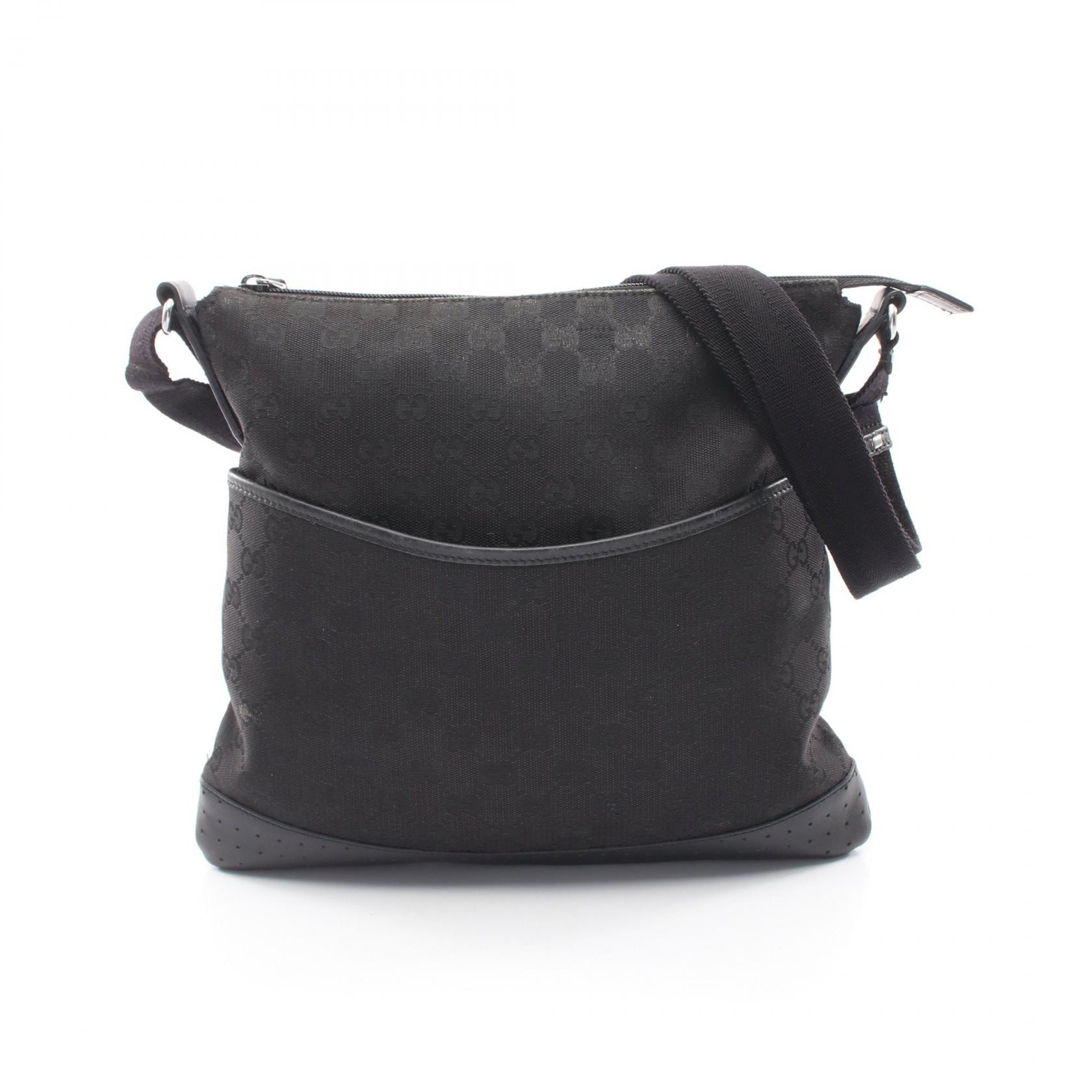 グッチ GUCCI GGキャンバス ショルダーバッグ バッグ キャンバス レザー レディース ブラック系 145857 【中古】