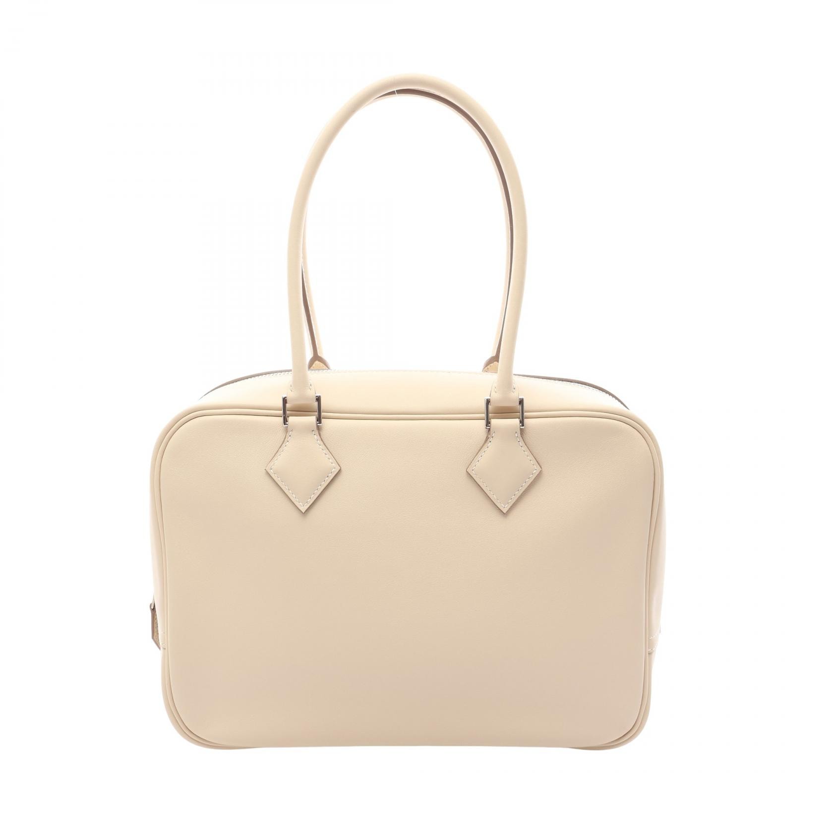エルメス HERMES プリュム28 ハンドバッグ バッグ レザー カーフ(牛革) ヴォースイフト ヴォースイフト クレ K刻印(2025年製造) レディース アイボリー系 【中古】