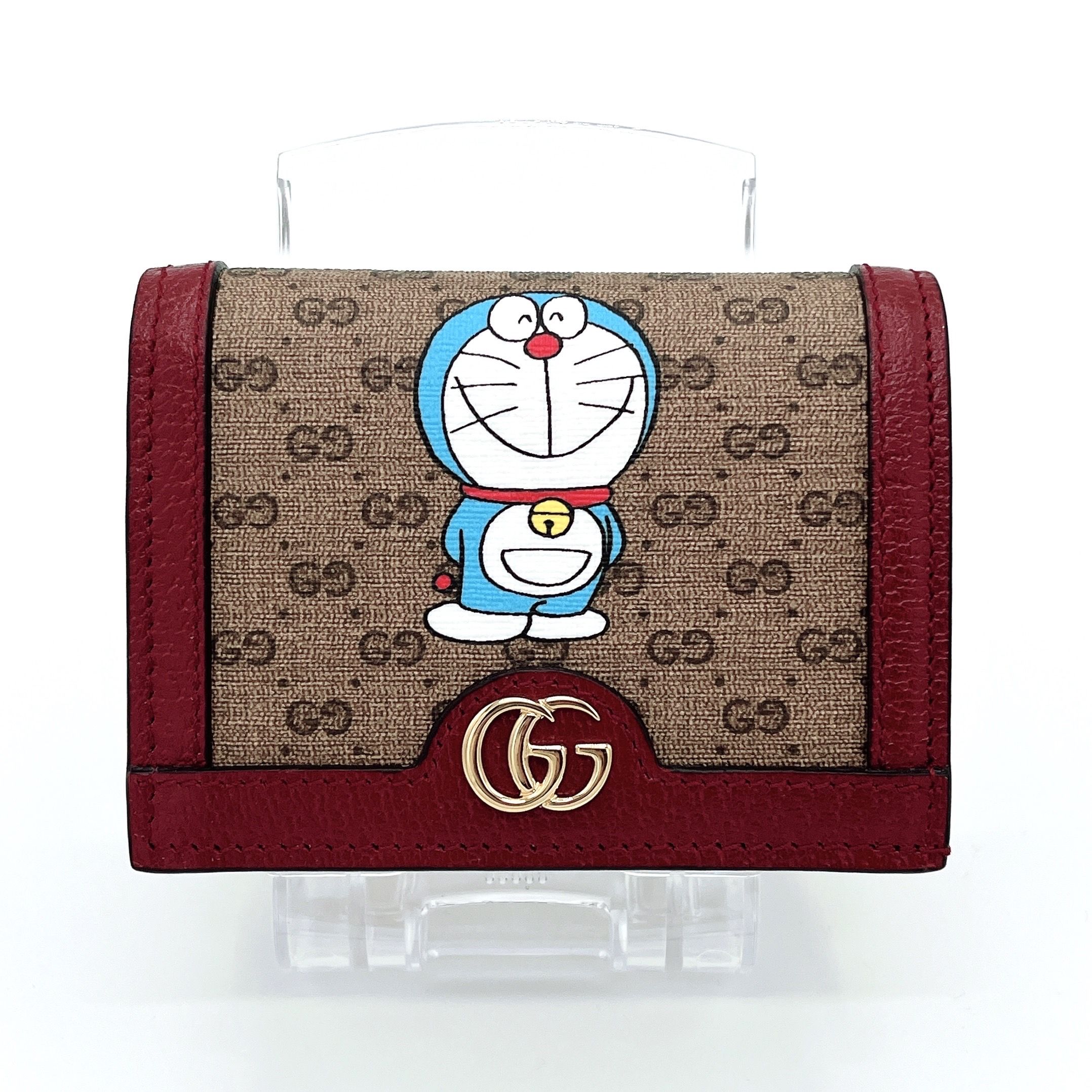 GUCCI x Doraemon GG Supreme Canvas Mini Wallet "Beige/Ebony/Cherry Red"