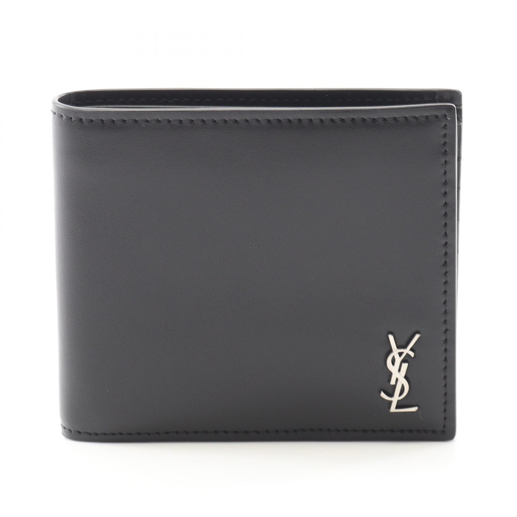 サンローランパリ SAINT LAURENT PARIS タイニー カサンドラ 二つ折り財布 財布 レザー メンズ ブラック系 6077271JB0E1000 【新品】