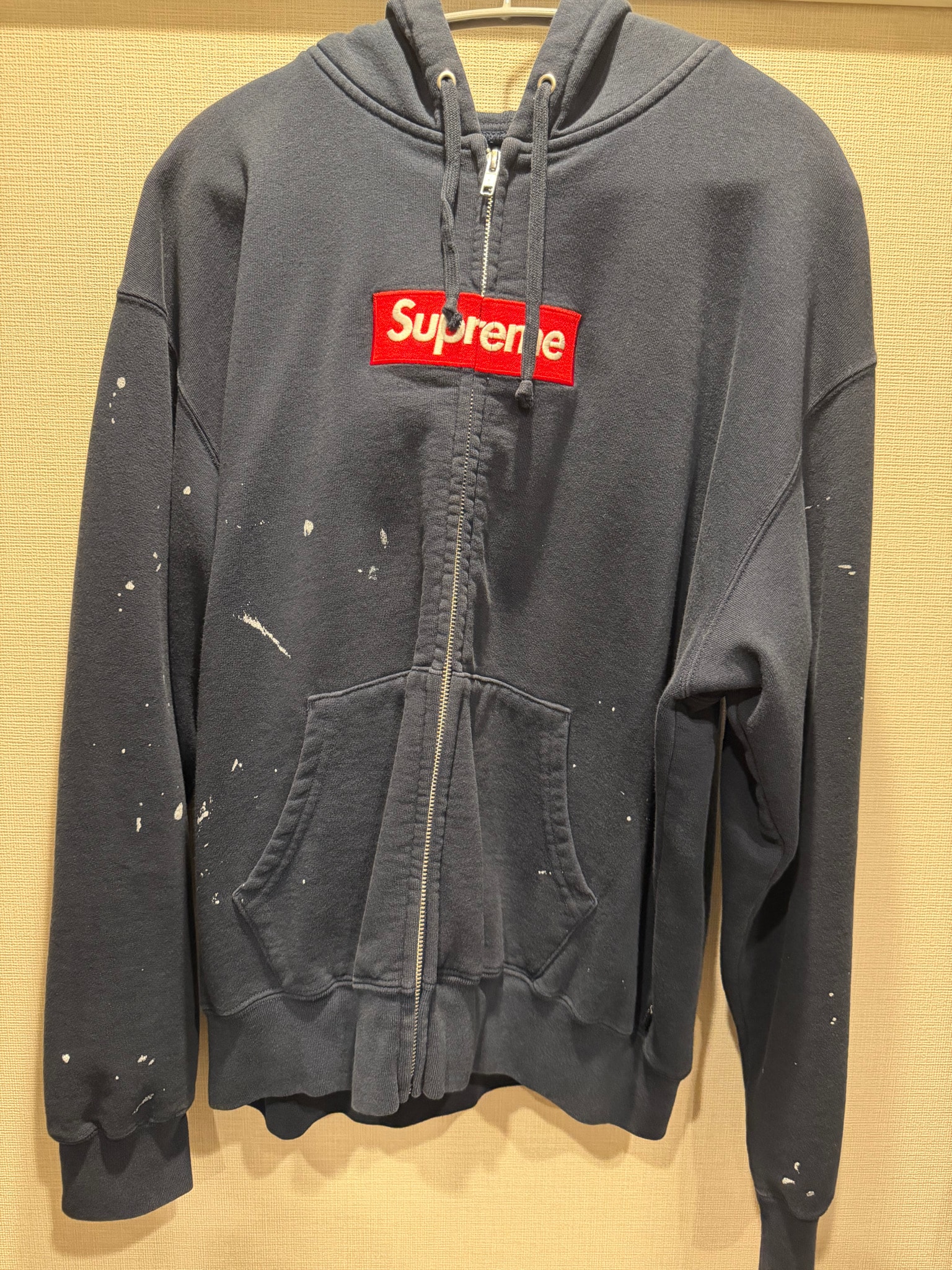 Supreme x MM6 Maison Margiela Box Logo Zip Up Hooded Sweatshirt "Navy"