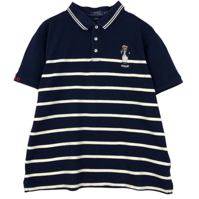 古着 ラルフローレン Ralph Lauren POLO RALPH LAUREN SLIM FIT ポロベア 半袖 ボーダー ポロシャツ メンズXL相当/eaa635208