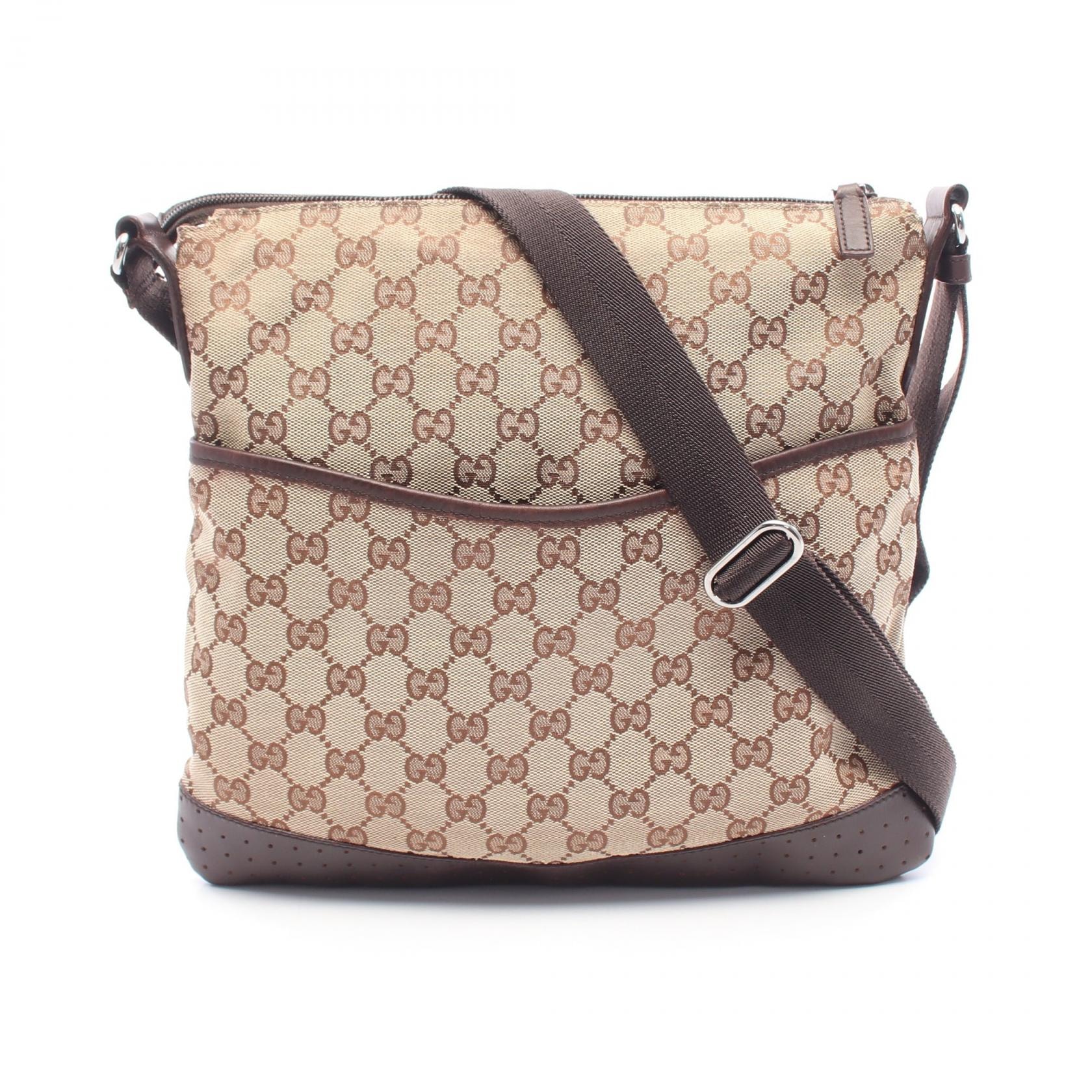 グッチ GUCCI GGキャンバス ショルダーバッグ バッグ キャンバス レザー レディース ベージュ系 / ブラウン系 145857 【中古】