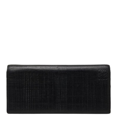 ロエベ アナグラム リネン 長財布 ブラック レザー レディース LOEWE 【中古】