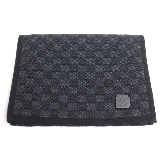 LOUIS VUITTON ルイ・ヴィトン ネオ プティ ダミエ マフラー ブラック M77988 MY0275 メンズ【中古】【美品】