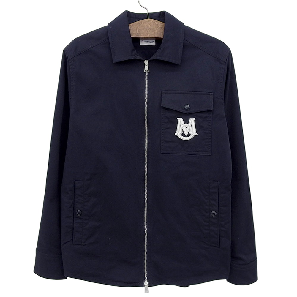 モンクレール CAMICIA ロゴエンブロイダリー ジップアップジャケット メンズ ネイビー S S