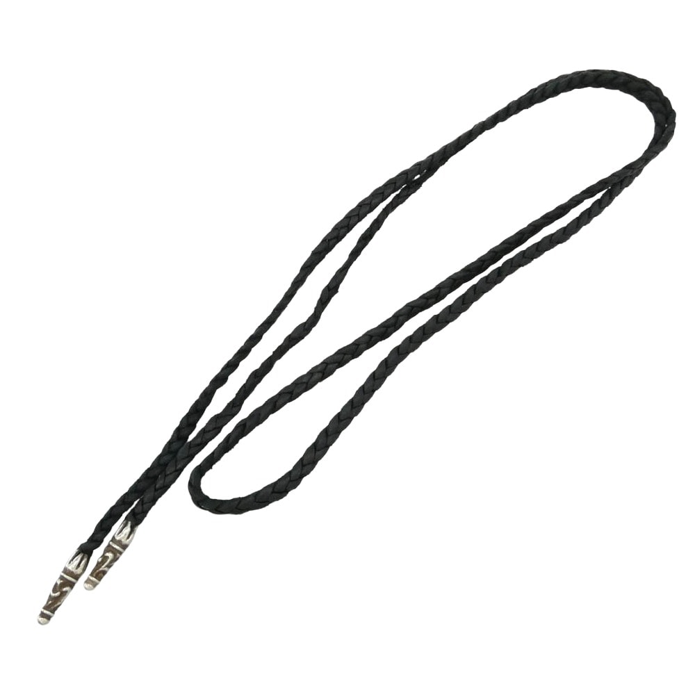 CHROME HEARTS クロムハーツ(原本無) LEATHER BRAID スクロール レザーブレード ネックレス ブラック系 シルバー系【中古】