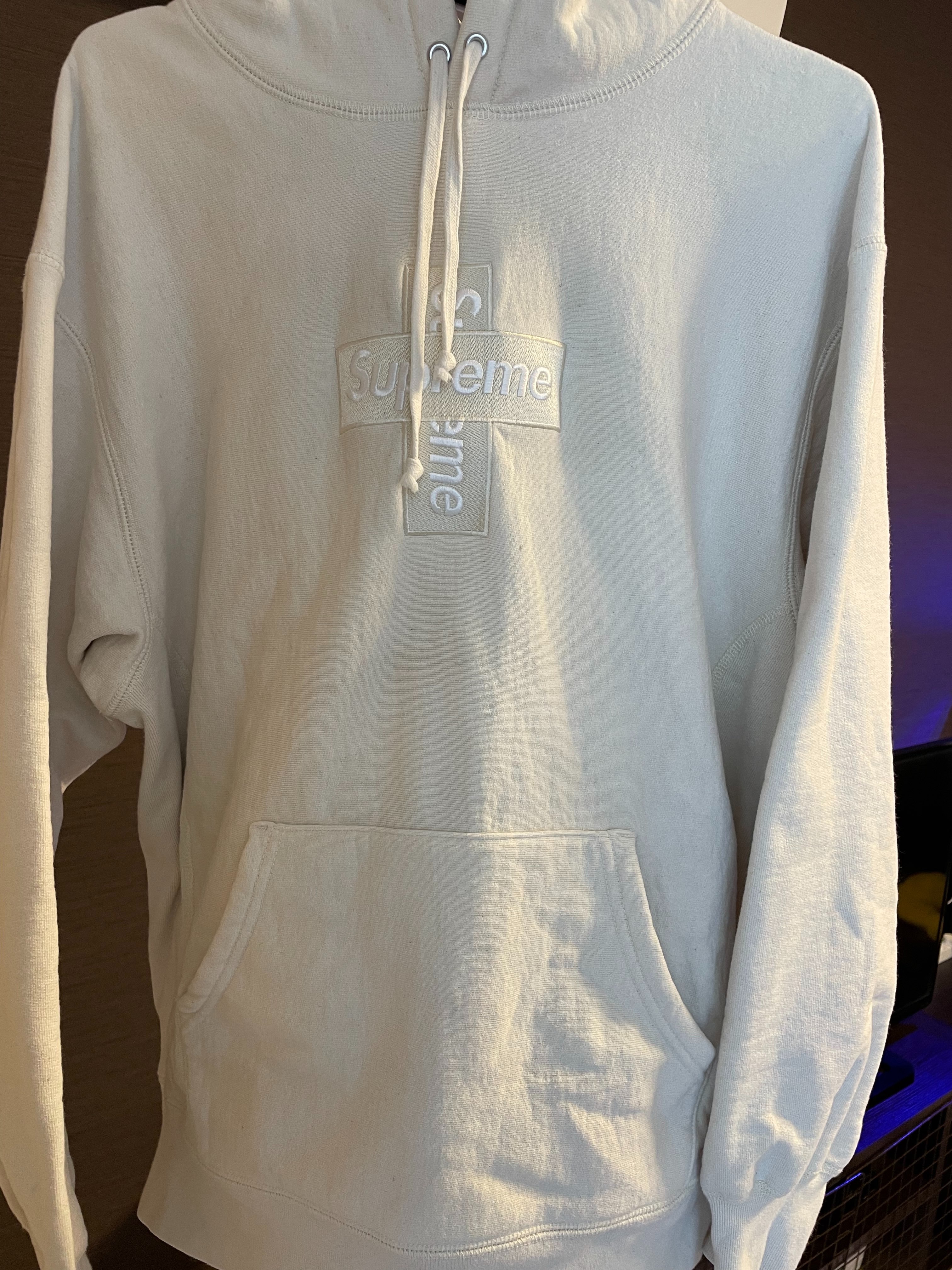 Supreme Cross Box Logo Hooded Sweatshirt "Natural"