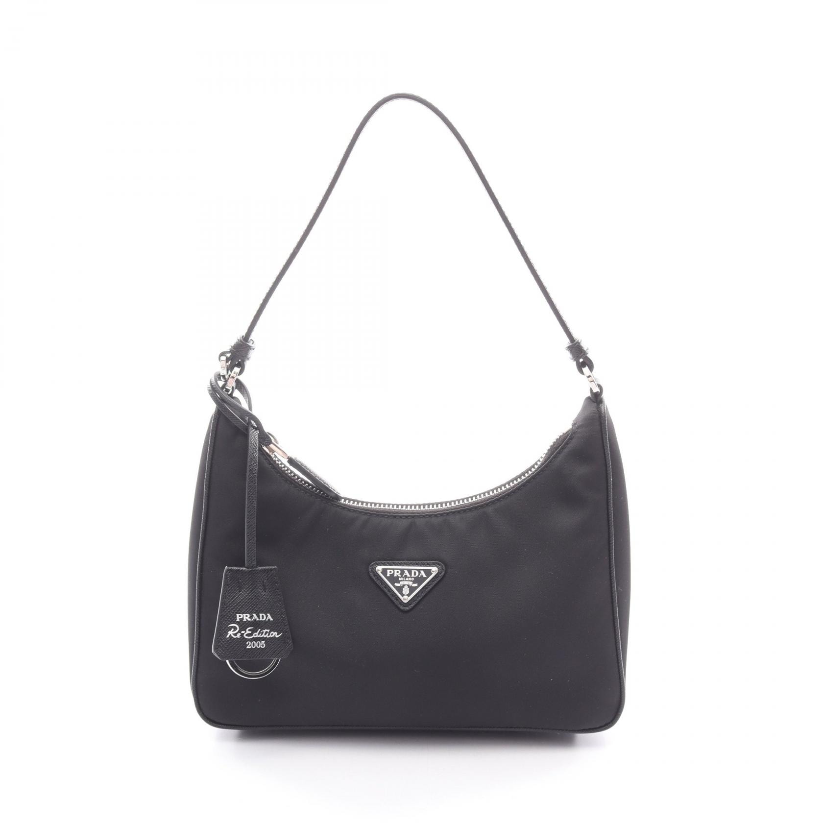 プラダ PRADA Re-Edition 2005 Re-Nylon ミニバッグ ハンドバッグ バッグ ナイロン サフィアーノレザー レディース ブラック系 1N204M 【中古】