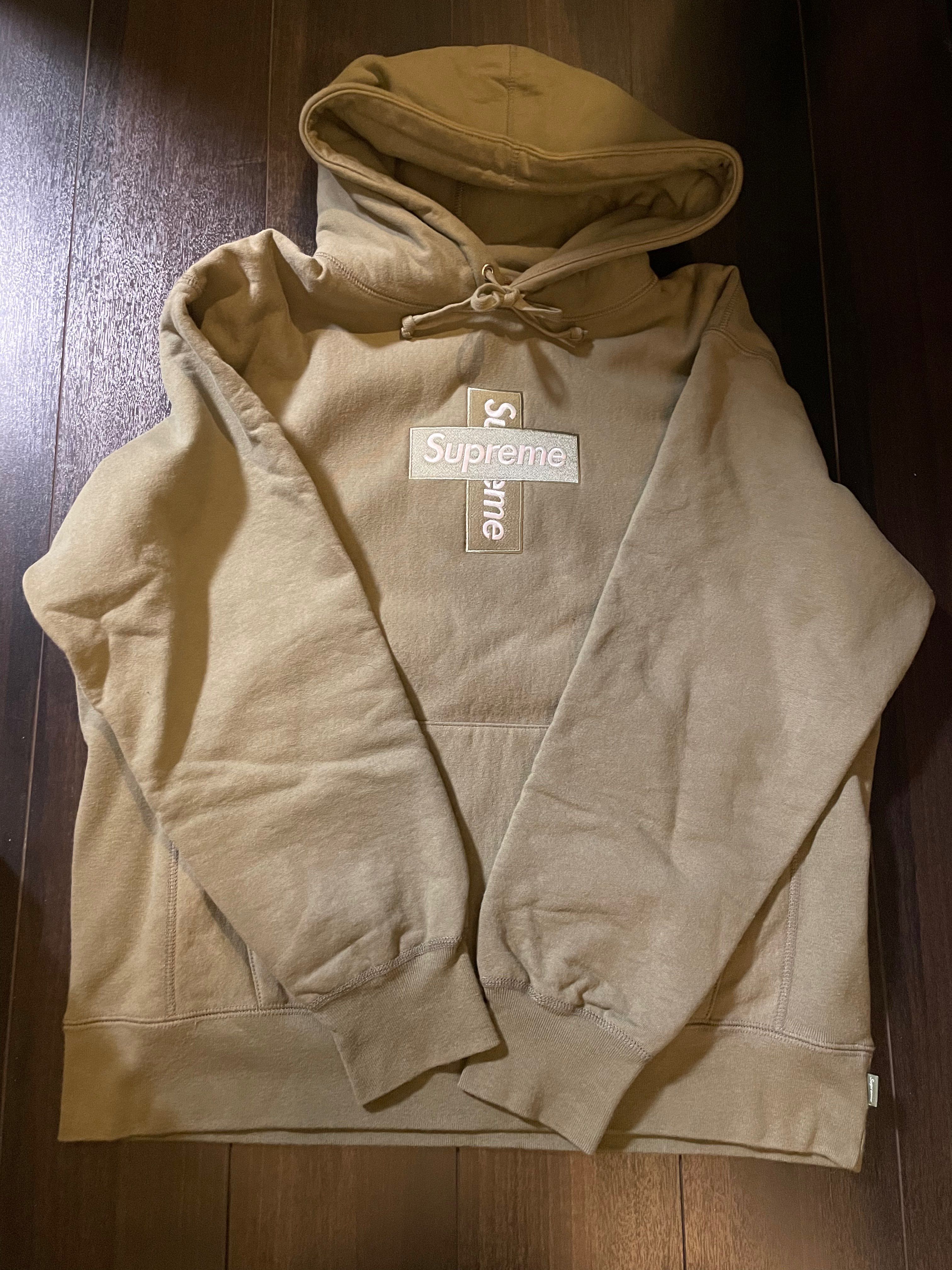 Supreme Cross Box Logo Hooded Sweatshirt "Light Olive"