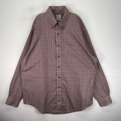 古着 ブルックスブラザーズ Brooks Brothers 長袖シャツ BD 1818 胸ポケ L レッド系 チェック メンズ