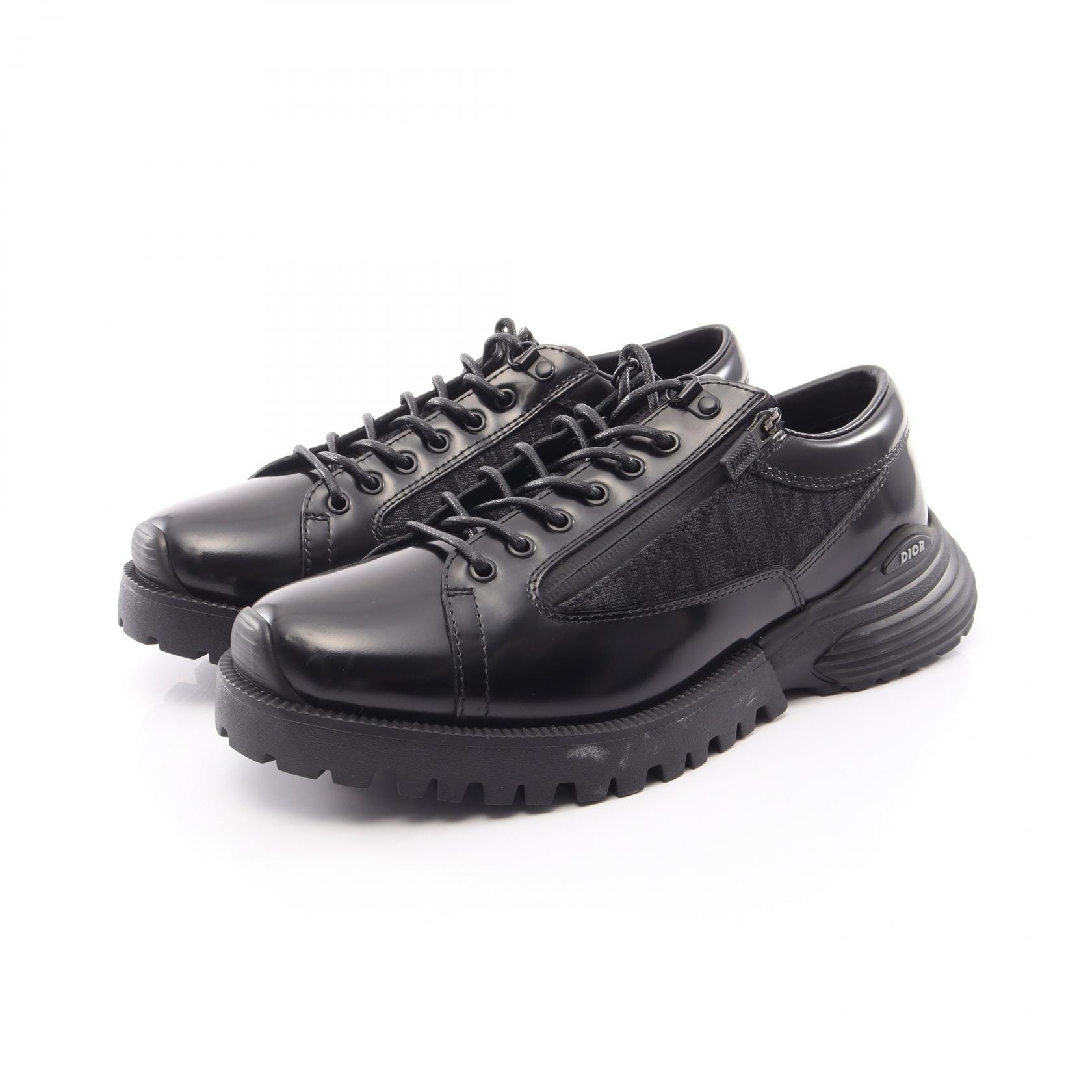 ディオール Dior Combat オブリーク ジャカード ダービーシューズ スニーカー 靴 レザー キャンバス メンズ ブラック系 【中古】