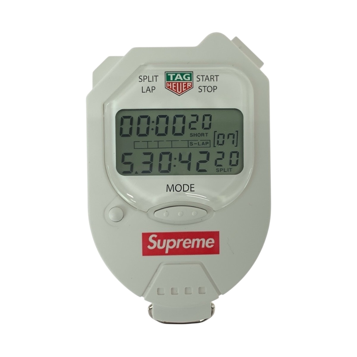 新品未使用 Supreme シュプリーム 18AW Tag Heuer Pocket Pro Stopwatch ホワイト レッド プラスチック ストップウォッチ ストラップ付き 505567 【中古】