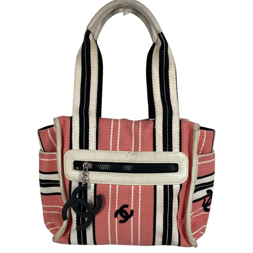 シャネル CHANEL CC ココマーク ロゴ クルーズライン 肩掛け カバン トートバッグ ショルダーバッグ キャンバス/レザー ピンク