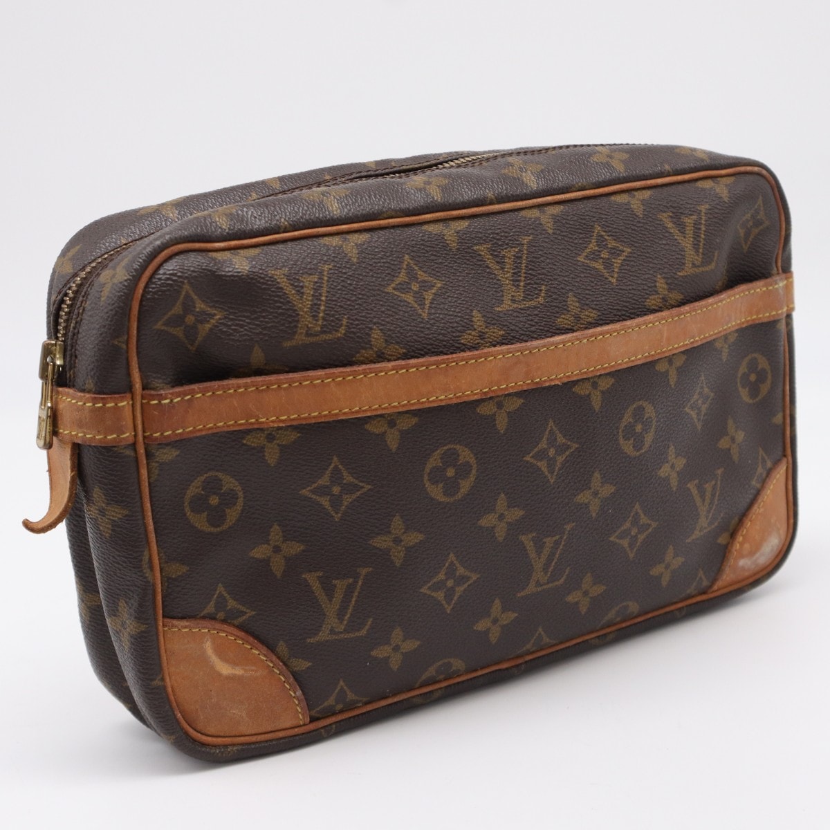 LOUIS VUITTON ルイ・ヴィトン モノグラム コンピエーニュ28 M51845 セカンドバッグ ブラウン コーティングキャンバス レザー メンズ