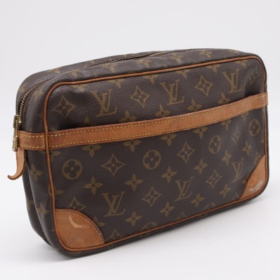LOUIS VUITTON ルイ・ヴィトン モノグラム コンピエーニュ28 M51845 セカンドバッグ ブラウン コーティングキャンバス レザー メンズ