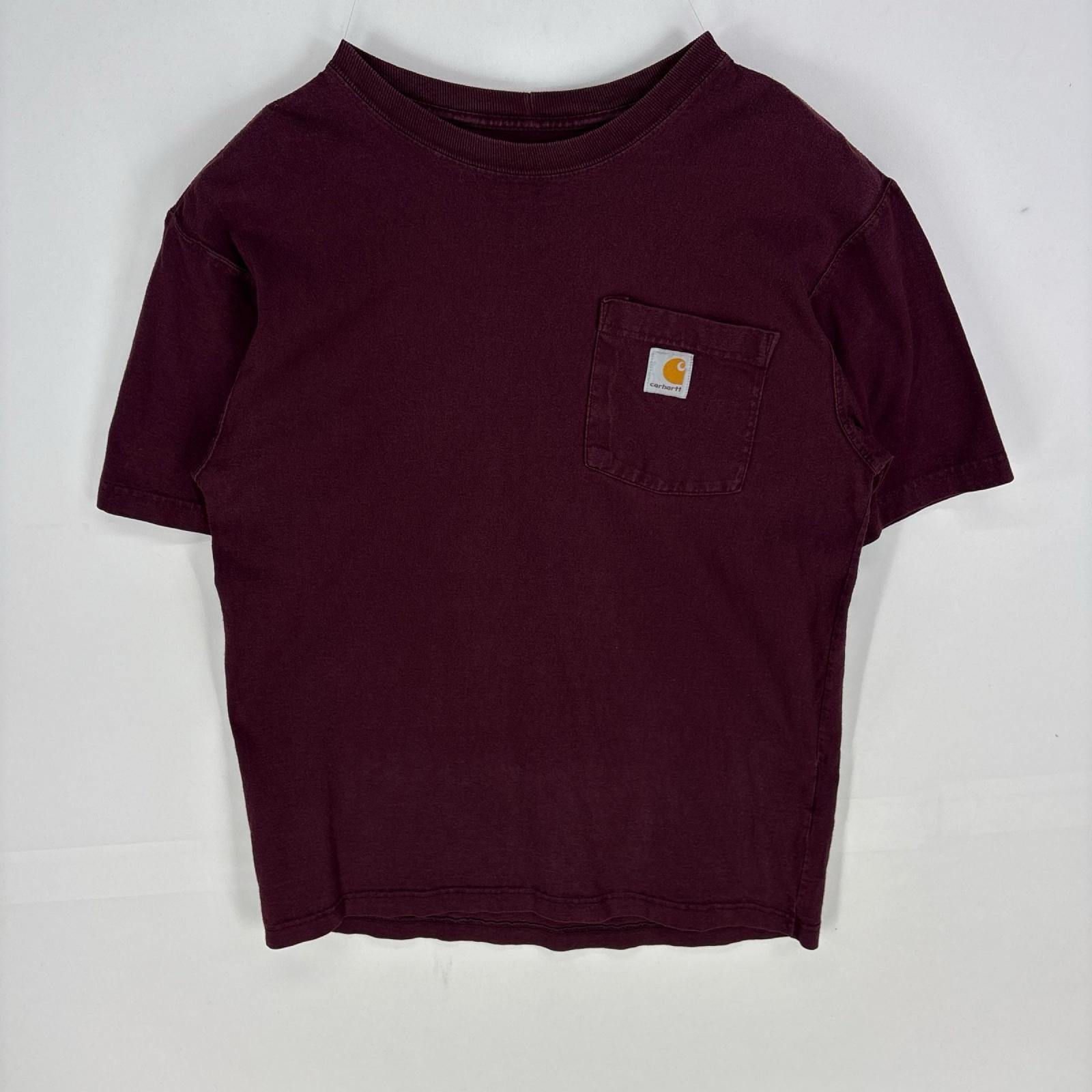 古着 カーハート Carhartt 半袖Tシャツ ワンポイント ロゴ クルーネック ショートスリーブ S  レッド系 メンズ