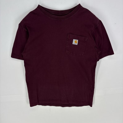 古着 カーハート Carhartt 半袖Tシャツ ワンポイント ロゴ クルーネック ショートスリーブ S レッド系 メンズ