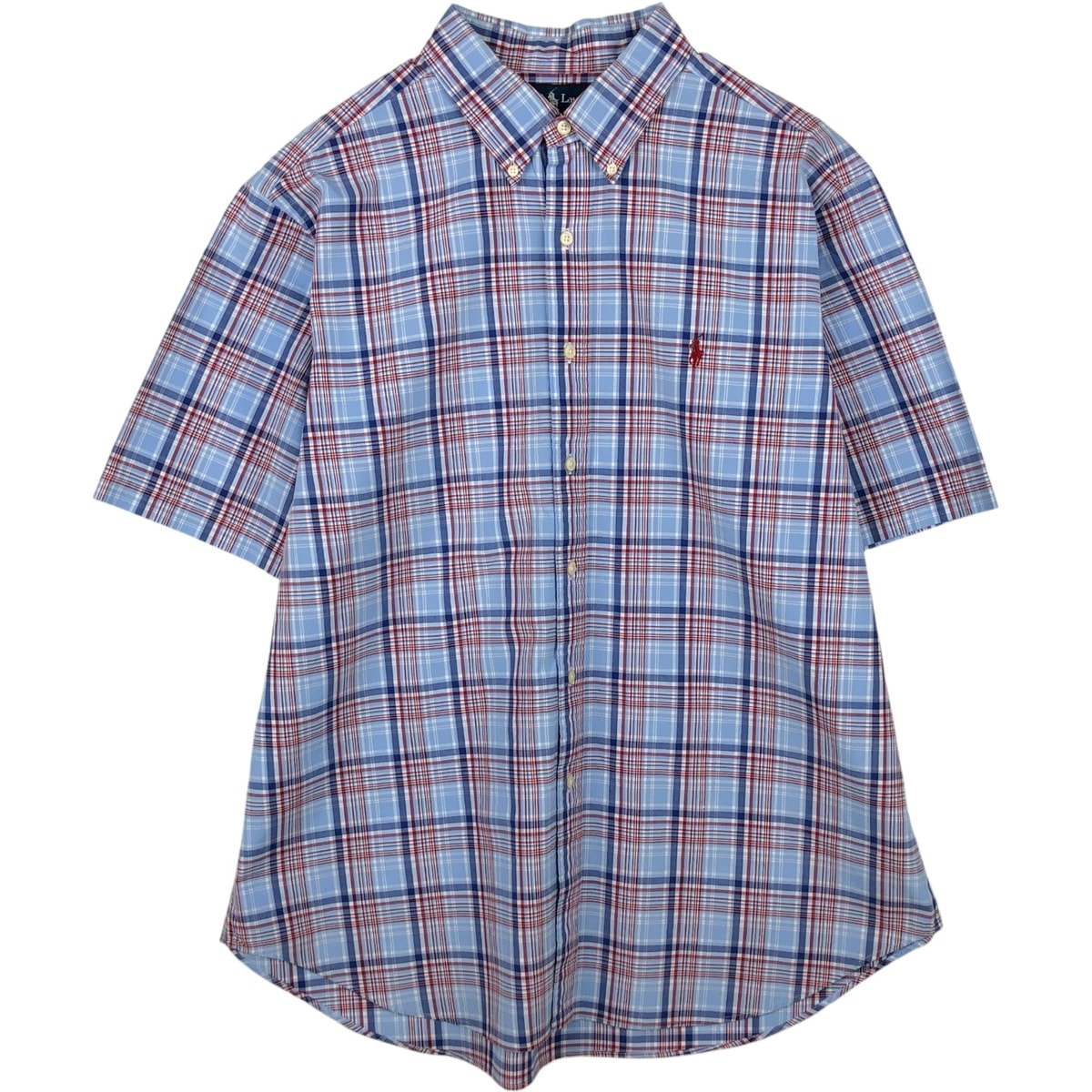 古着 ラルフローレン Ralph Lauren CLASSIC FIT 半袖 ボタンダウン チェックシャツ メンズXL相当/eaa641191