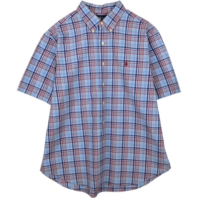 古着 ラルフローレン Ralph Lauren CLASSIC FIT 半袖 ボタンダウン チェックシャツ メンズXL相当/eaa641191