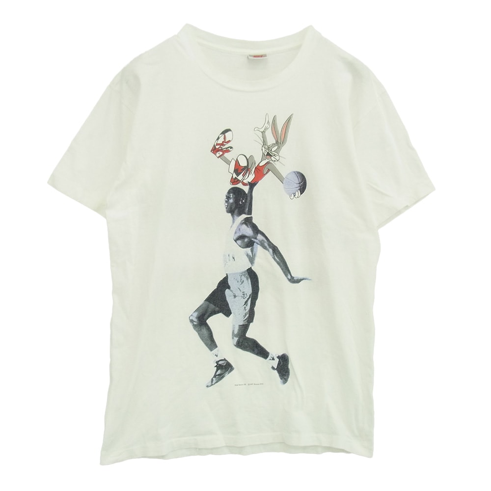 NIKE ナイキ Ｔシャツ ヴィンテージ 90s USA製 銀タグ HARE JORDAN and AIR JORDAN ジョーダン バックスバニー プリント Tシャツ ホワイト系 M【中古】