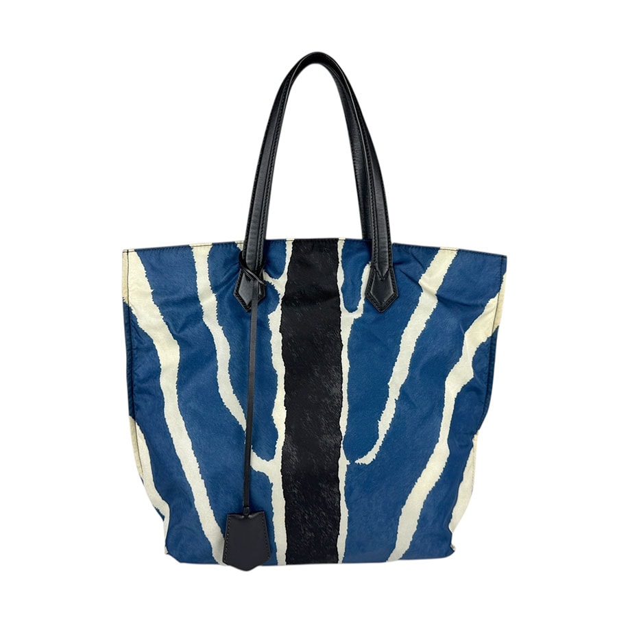 フェンディ FENDI ハンドバッグ ナイロン/レザー ブルー×ブラック×ホワイト ユニセックス 8BH260-Q9A【中古】 z5366