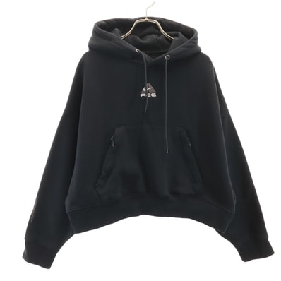NIKE ACG ナイキエーシージー 長袖 ショート丈 スウェットパーカー M ブラック 裏起毛