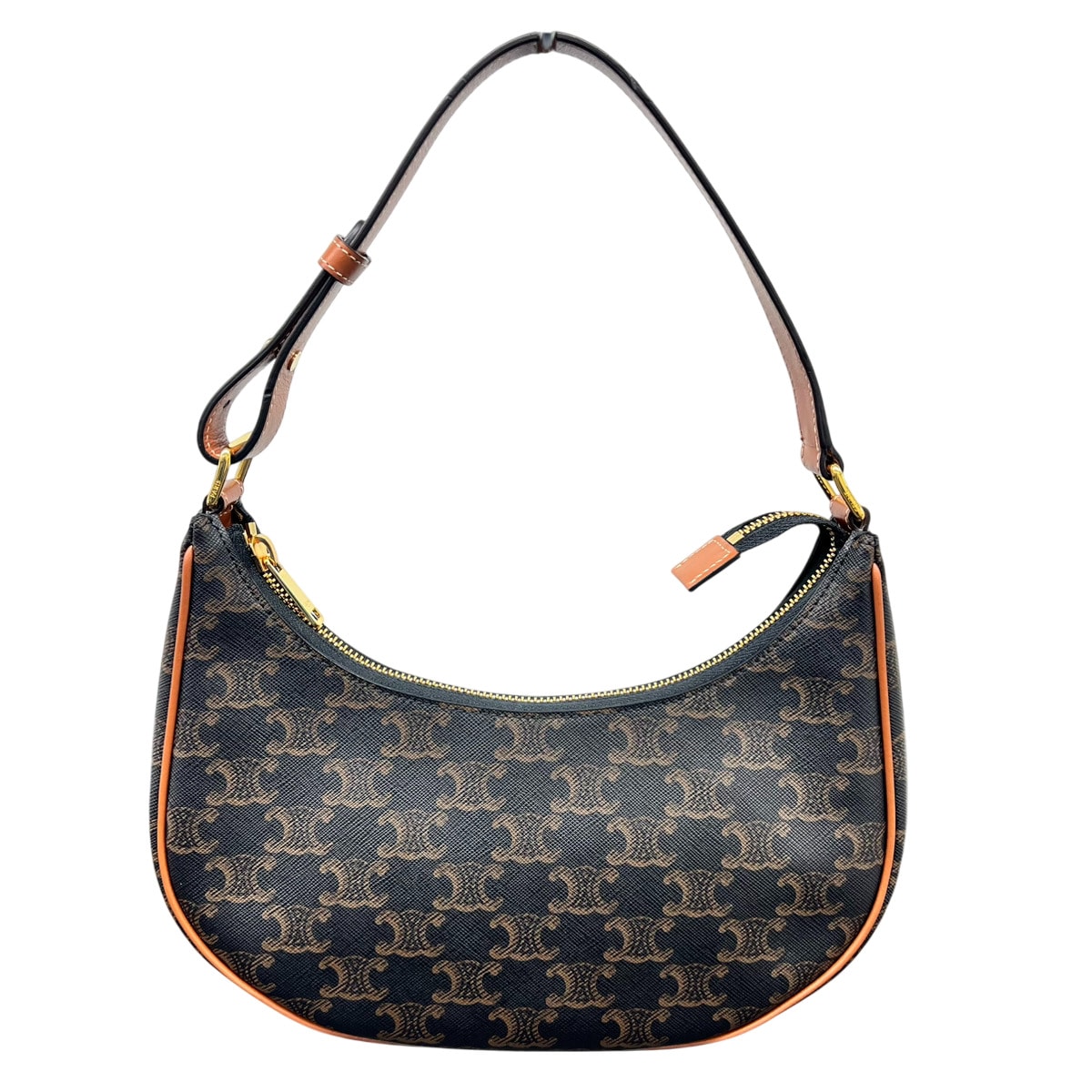 CELINE 展示品級 美品 セリーヌ AVA TRIOMPHE アヴァ トリオンフ ミディアム ショルダーバッグ 193952 PVC レザー ブラウン ワンショルダー ハンドバッグ マカダム SAランク 鑑定済 中古 セリーヌバッグ