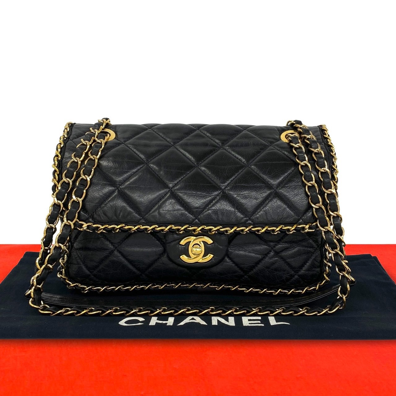 CHANEL シャネル マトラッセ ココマーク レザー ショルダーバッグ ブラック
96806