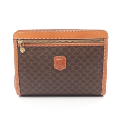 セリーヌ CELINE マカダム セカンドバッグ クラッチバッグ バッグ PVCコーティングキャンバス レザー レディース ブラウン系 【中古】