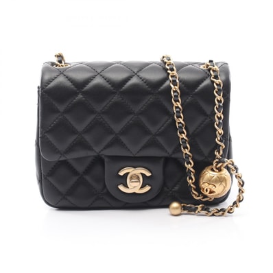 シャネル CHANEL ミニマトラッセ ショルダーバッグ バッグ ラムスキン(羊革) レディース ブラック系 【中古】