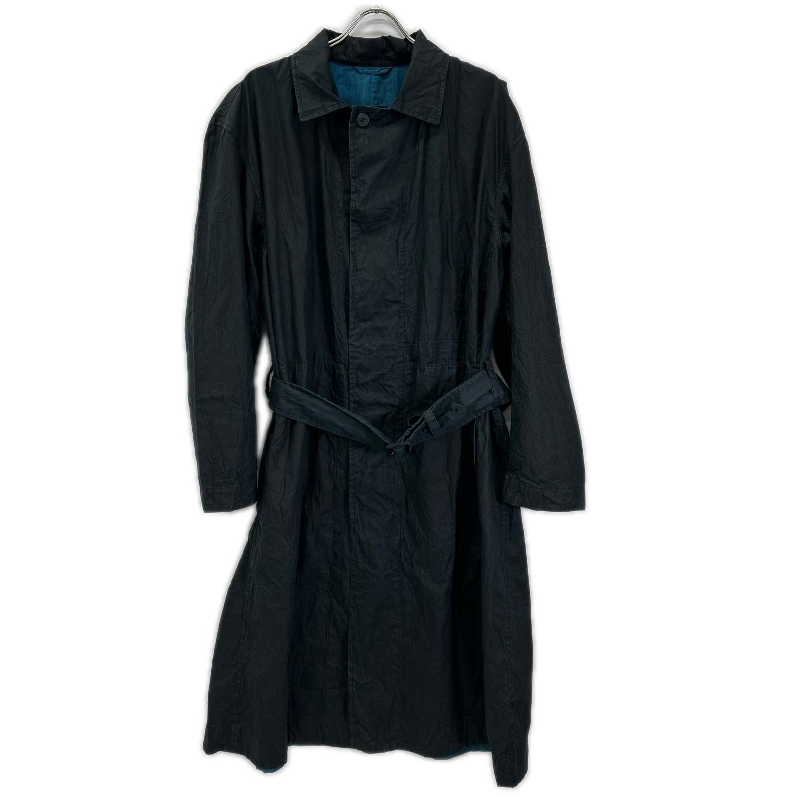 イッセイミヤケメン 14AW ME43FA044 ブラック×ブルー シワ加工 ジャケットコート 3