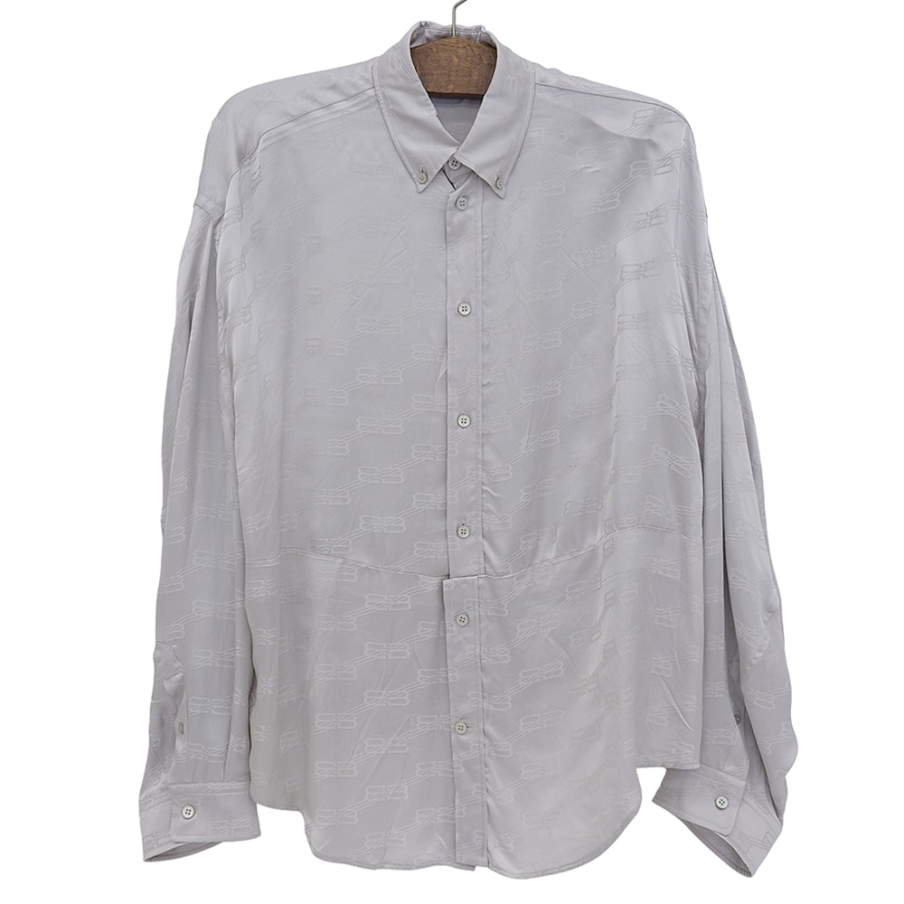 バレンシアガ 美品 BB MONOGRAM TWISTED 長袖シャツ トップス レディース シルバー系 2 704461 22年 2