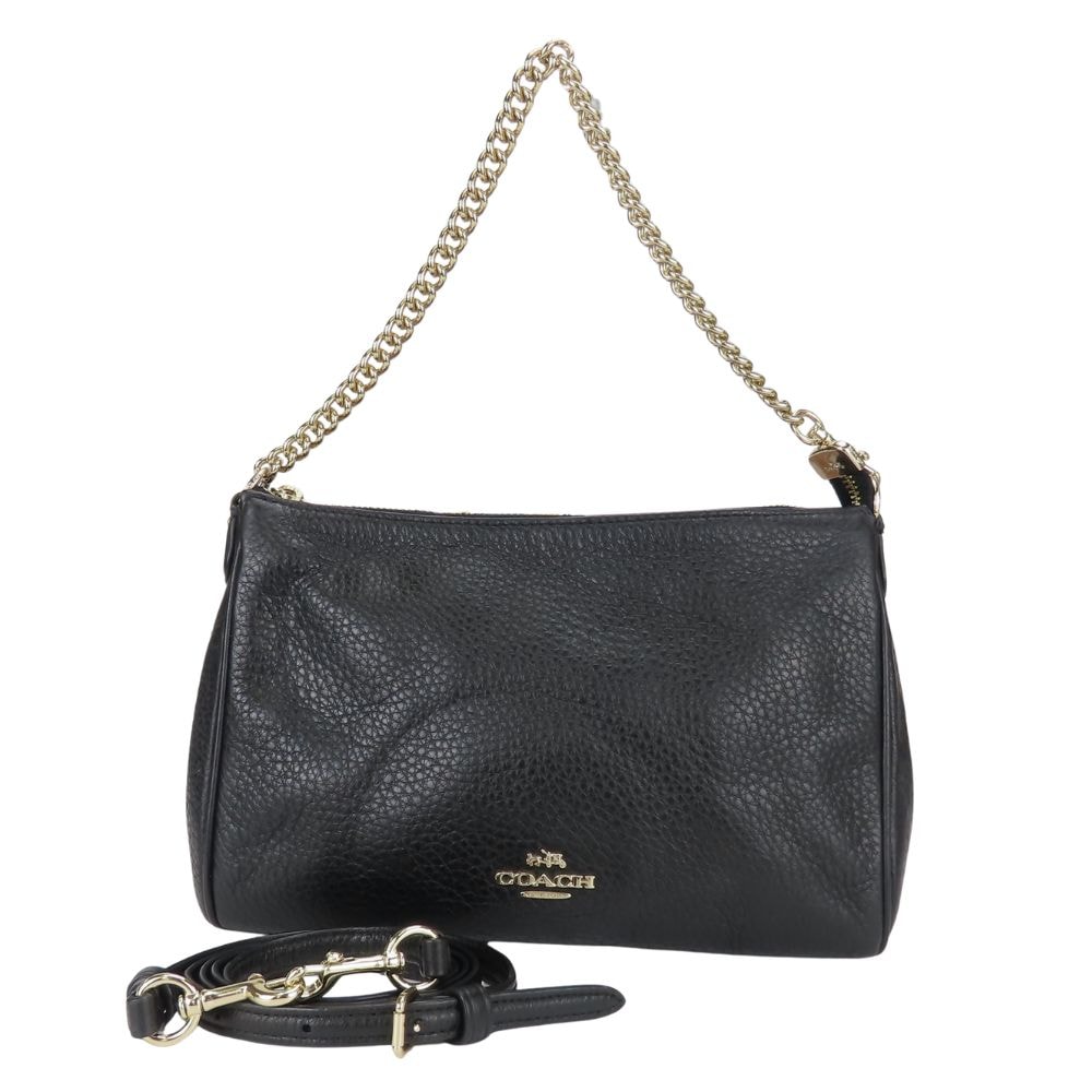 【中古】 コーチ ショルダーバッグ F36666 レザー ブラック 2WAY 斜め掛け ポシェット シンプル 人気 レディース 女性 COACH
