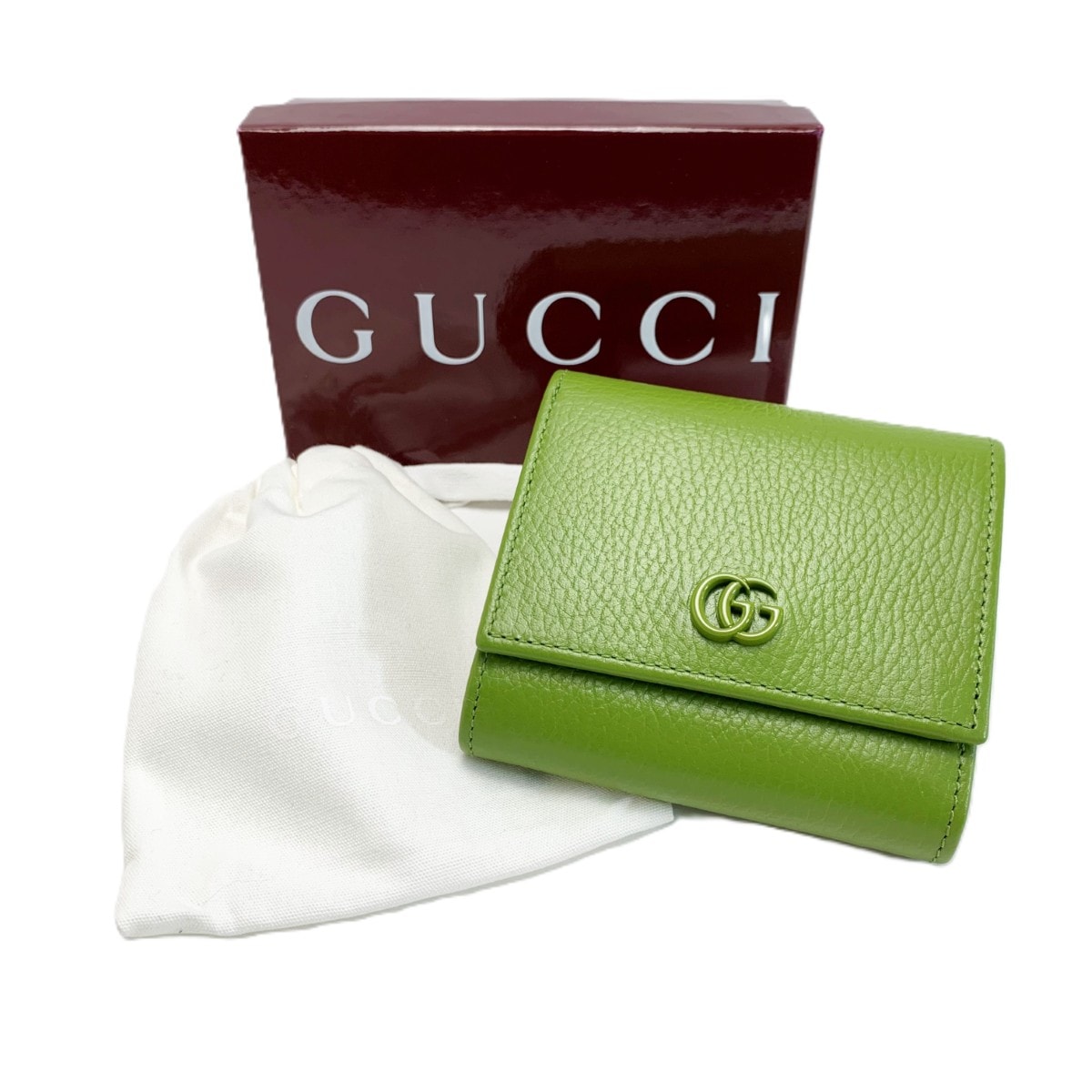 GUCCI グッチ GGマーモント 2つ折り財布  508587 グリーン レザー 箱 袋有
