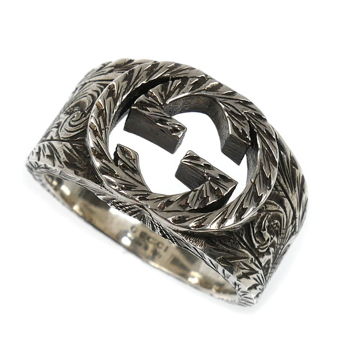 GUCCI グッチ シルバー925 インターロッキングG アラベスク リング・指輪 455302 J8400 0811 20号 12.4g メンズ【中古】