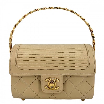 CHANEL シャネル ハンドバッグ マトラッセ トップハンドル ミニバッグ ヴィンテージ ココマーク ラムスキン ベージュ ゴールド金具 ボーイズ【中古品】