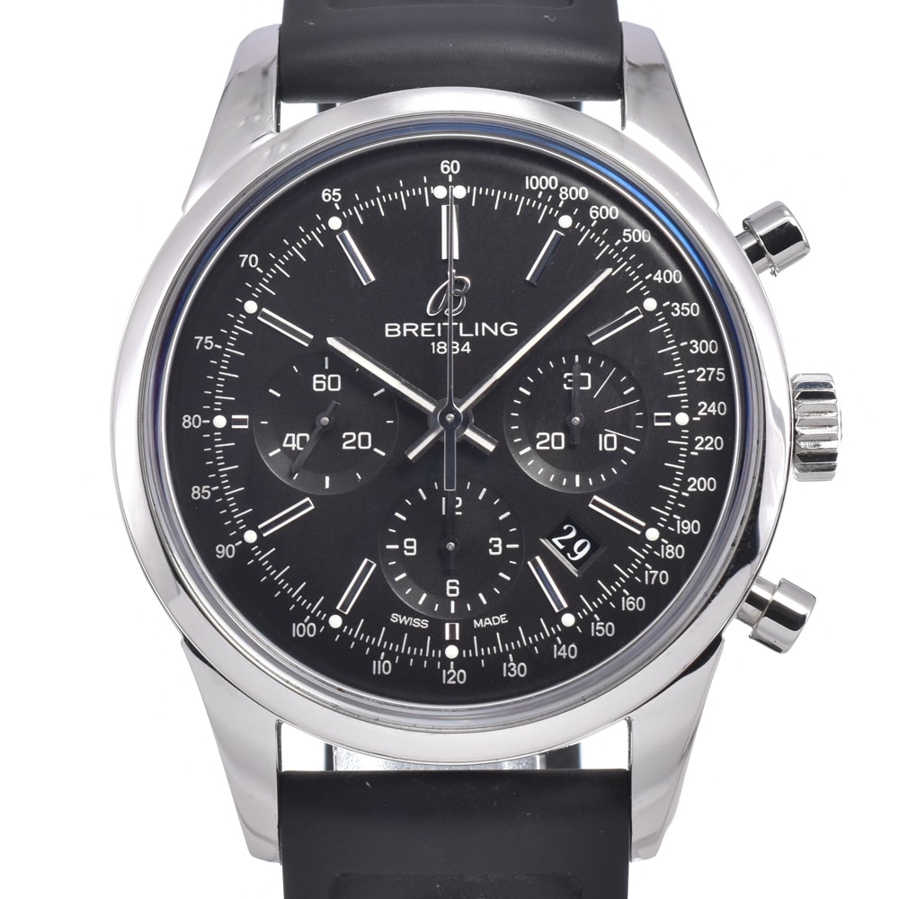 ブライトリング BREITLING AB0152 トランスオーシャン ブラック 自動巻き メンズ 美品 箱・保証書付き 腕時計 K#150717