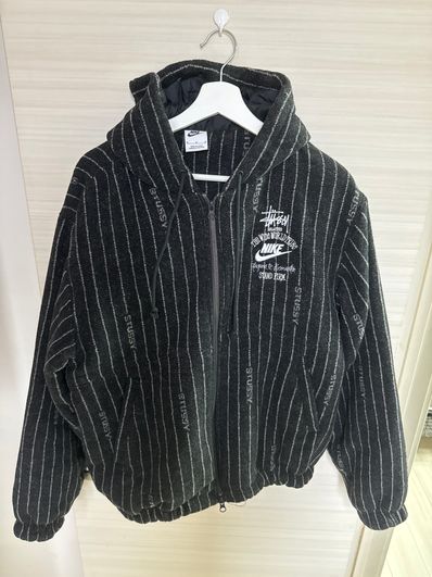 Stussy x Nike Striped Wool Jacket "Black"
