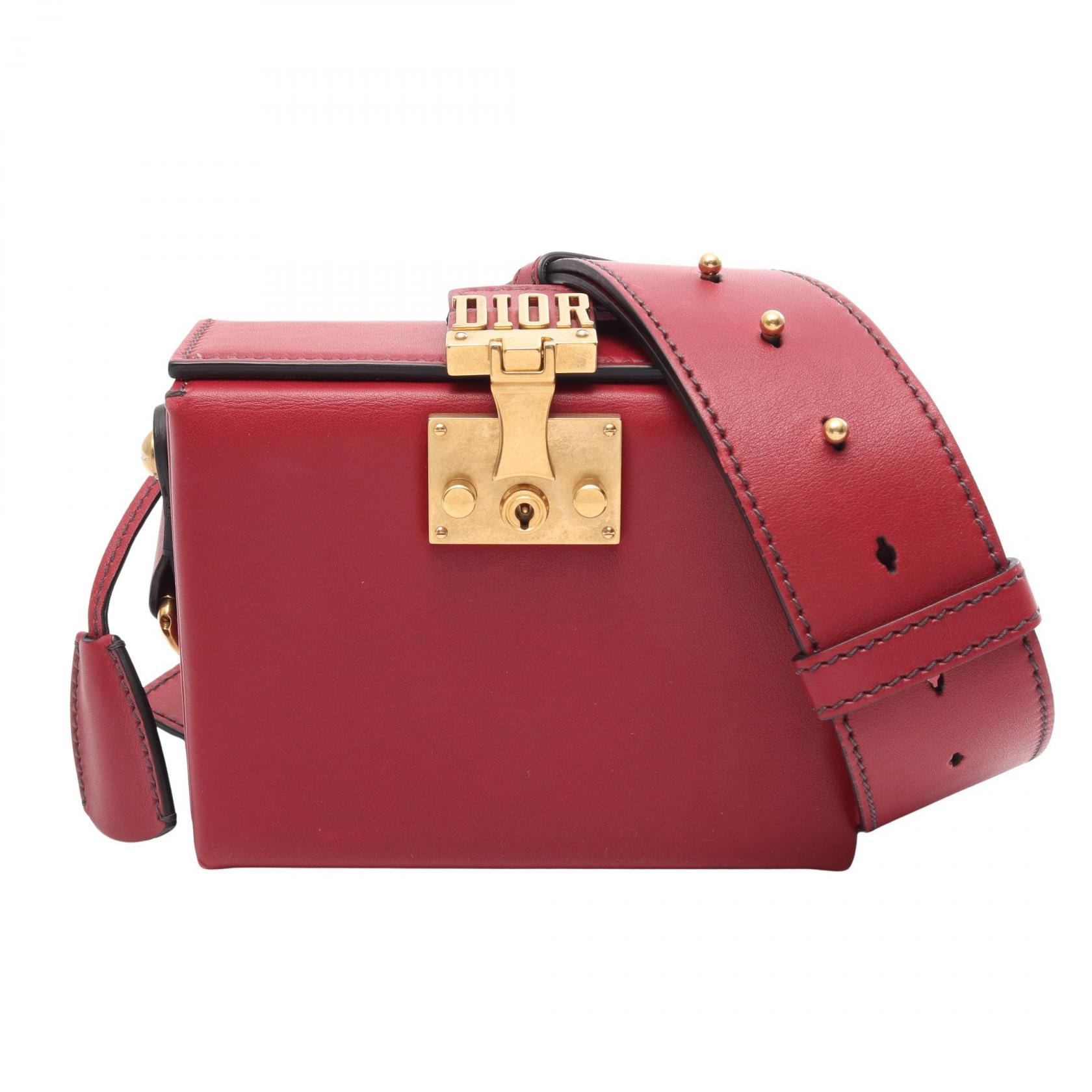 ディオール Dior アディクト スモール ボックス ショルダーバッグ バッグ レザー レディース レッド系 【中古】