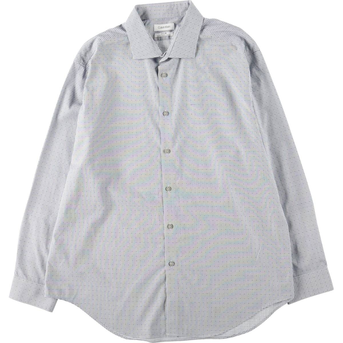 古着 00年代~ カルバンクライン Calvin klein ワイドカラー 長袖 コットンチェックシャツ メンズXL相当/eaa662842
