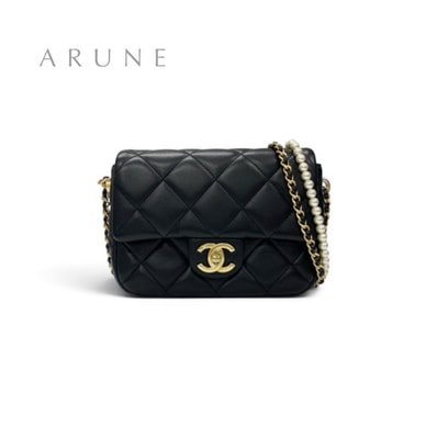 シャネル CHANEL バッグ ショルダーバッグ ブラック 黒 ゴールド ミニマトラッセ ココマーク ターンロック シングルフラップ チェーン パール