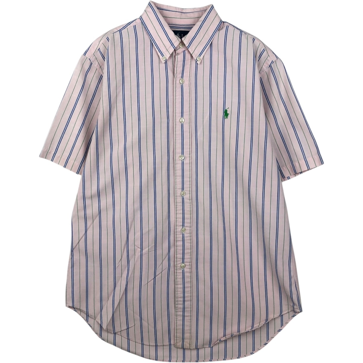 古着 ラルフローレン Ralph Lauren CLASSIC FIT クラシックフィット 半袖 ボタンダウン ストライプシャツ メンズM相当/eaa641181