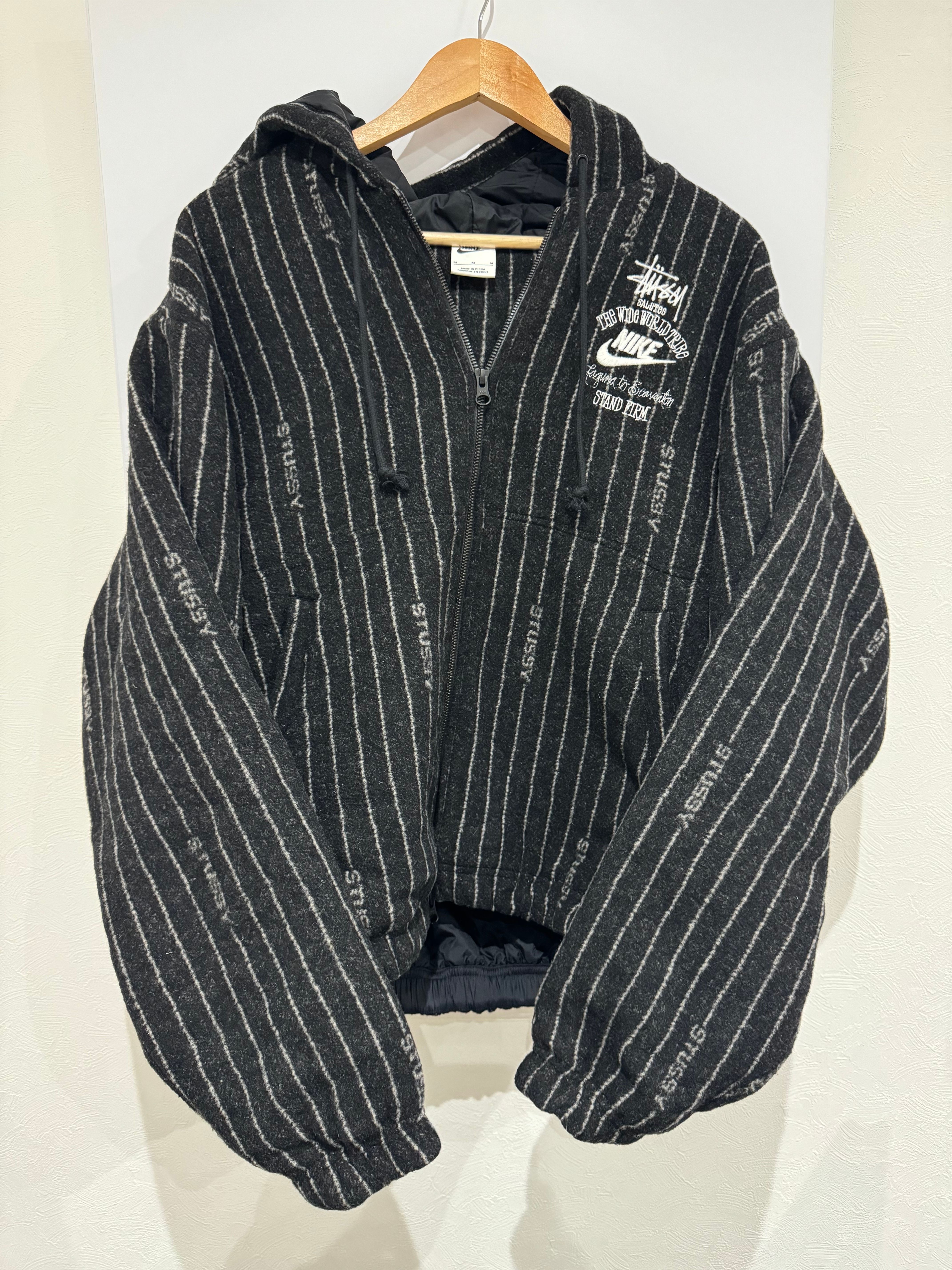 Stussy x Nike Striped Wool Jacket "Black"
