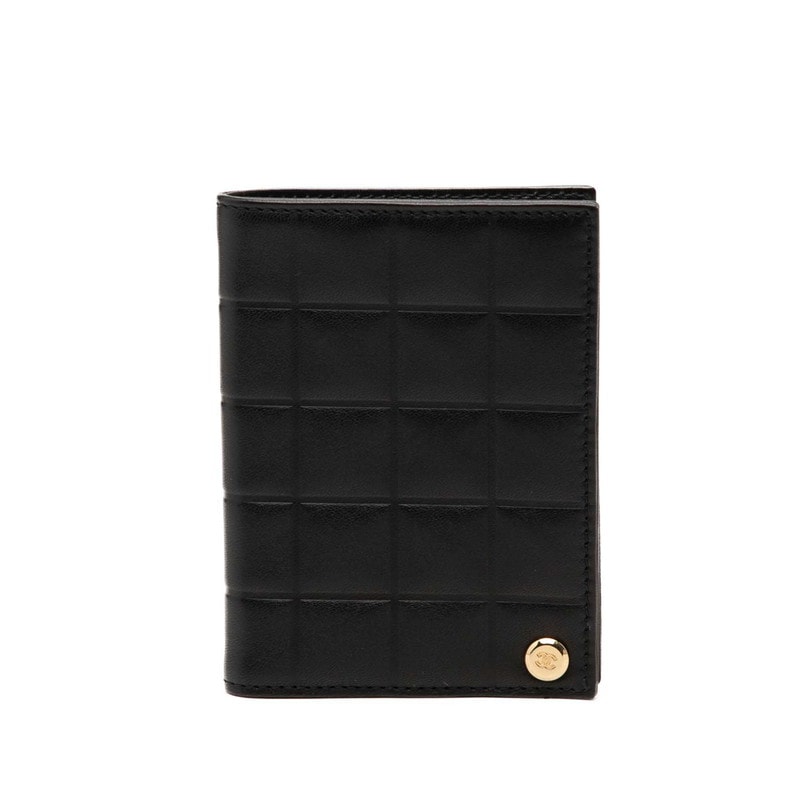 シャネル ココマーク チョコバー カードケース ブラック ラムスキン レディース CHANEL 【中古】