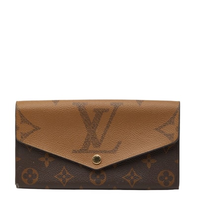 ルイ ヴィトン モノグラム ジャイアント リバース ポルトフォイユ サラ 長財布 M80726 ブラウン PVC レザー レディース LOUIS VUITTON 【中古】