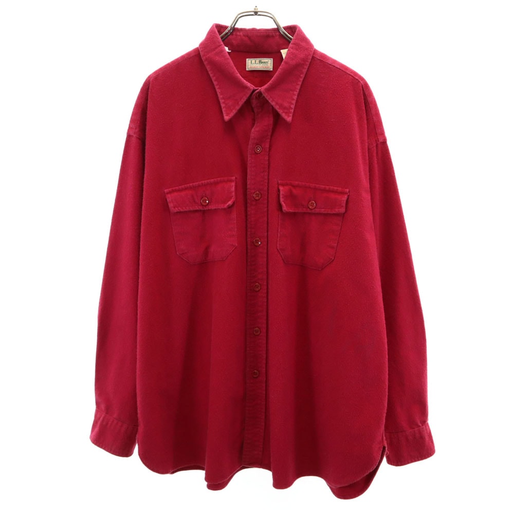 L.L.Bean エルエルビーン 80s アウトドア USA製 ヴィンテージ モアシャツ 長袖 ネルシャツ 20 レッド ビッグサイズ
