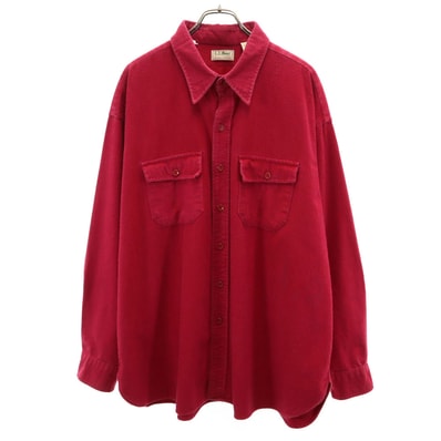 L.L.Bean エルエルビーン 80s アウトドア USA製 ヴィンテージ モアシャツ 長袖 ネルシャツ 20 レッド ビッグサイズ